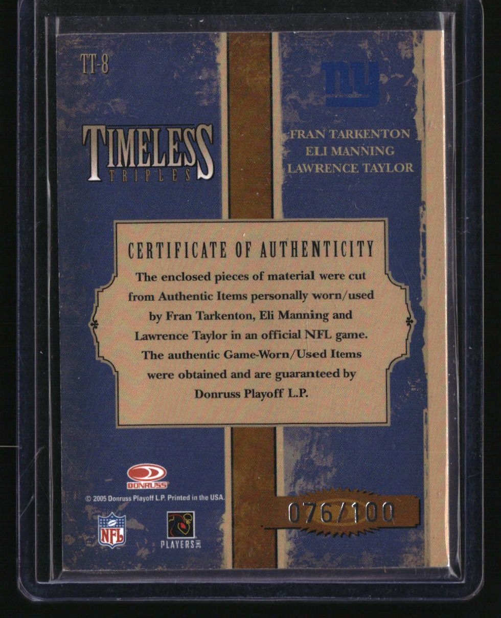 2005 Donruss Tarkenton / Manning / Taylor Timeless Triples Jerseys #/100