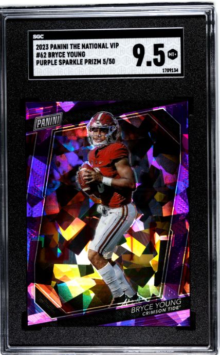 2023 Panini The National Vip #62 Bryce Young Purple Sparkle Prizm SGC 9.5