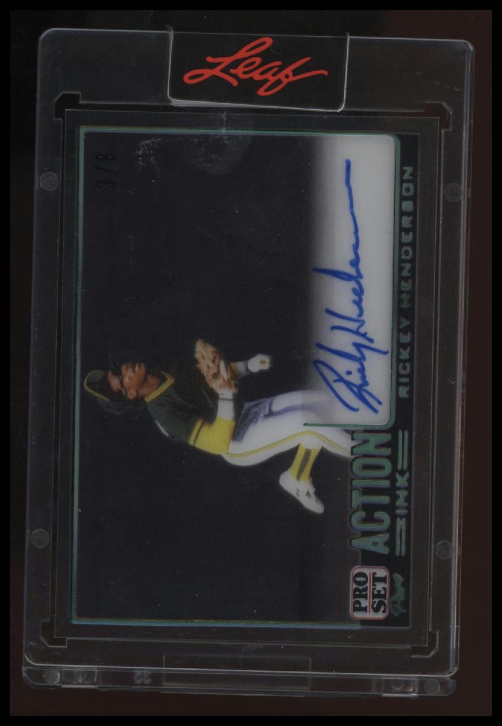 2023 Pro Set Pure Rickey Henderson Action Ink Autographs Green Spectrum