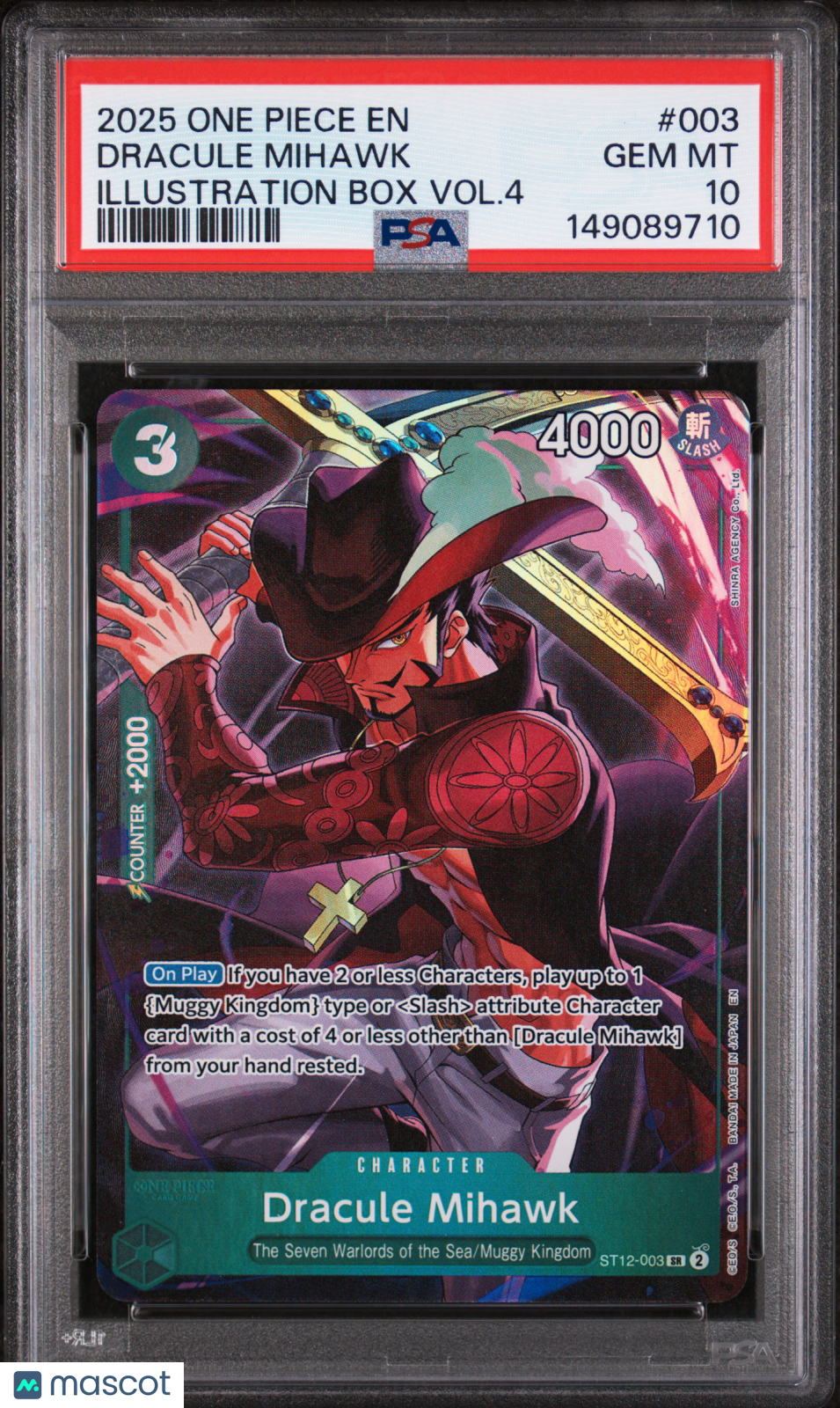 2025 One Piece Promos Dracule Mihawk Illustration Box Vol.4 PSA 10