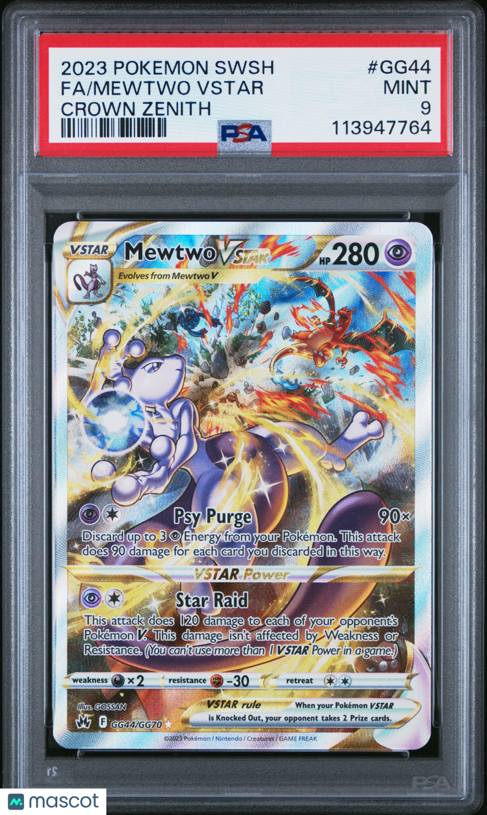 2023 Pokemon Sword And Shield Crown Zenith Fa/Mewtwo Vstar PSA 9