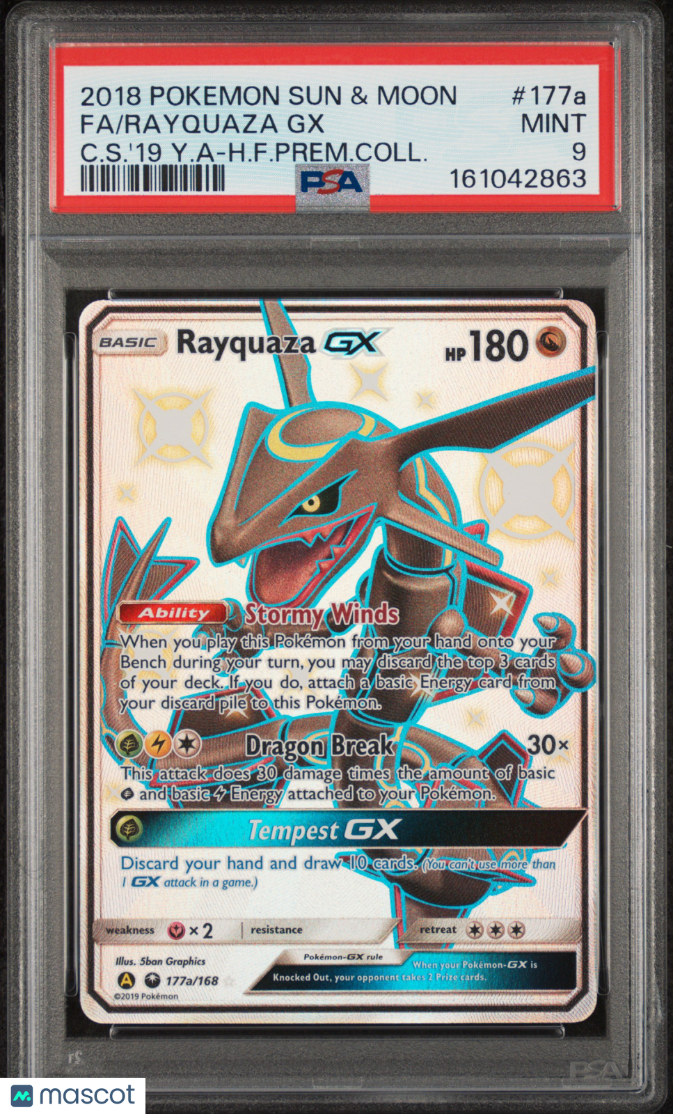 2018 Pokemon Sun & Moon Celestial Storm Fa/Rayquaza Gx Prem.Coll. PSA 9