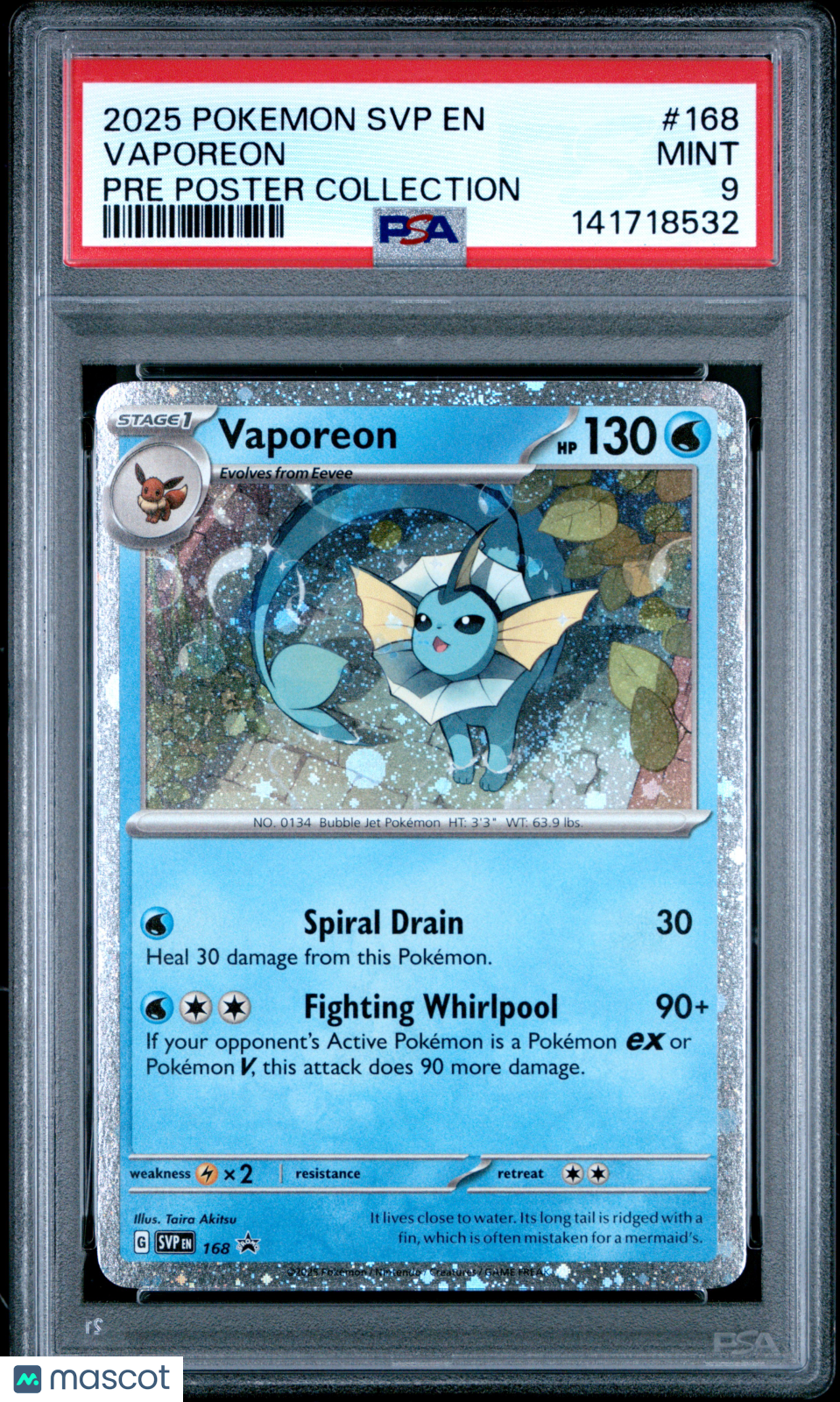 2025 Pokemon Svp En-Sv Black Star Promo Vaporeon Pre Poster Collection PSA 9
