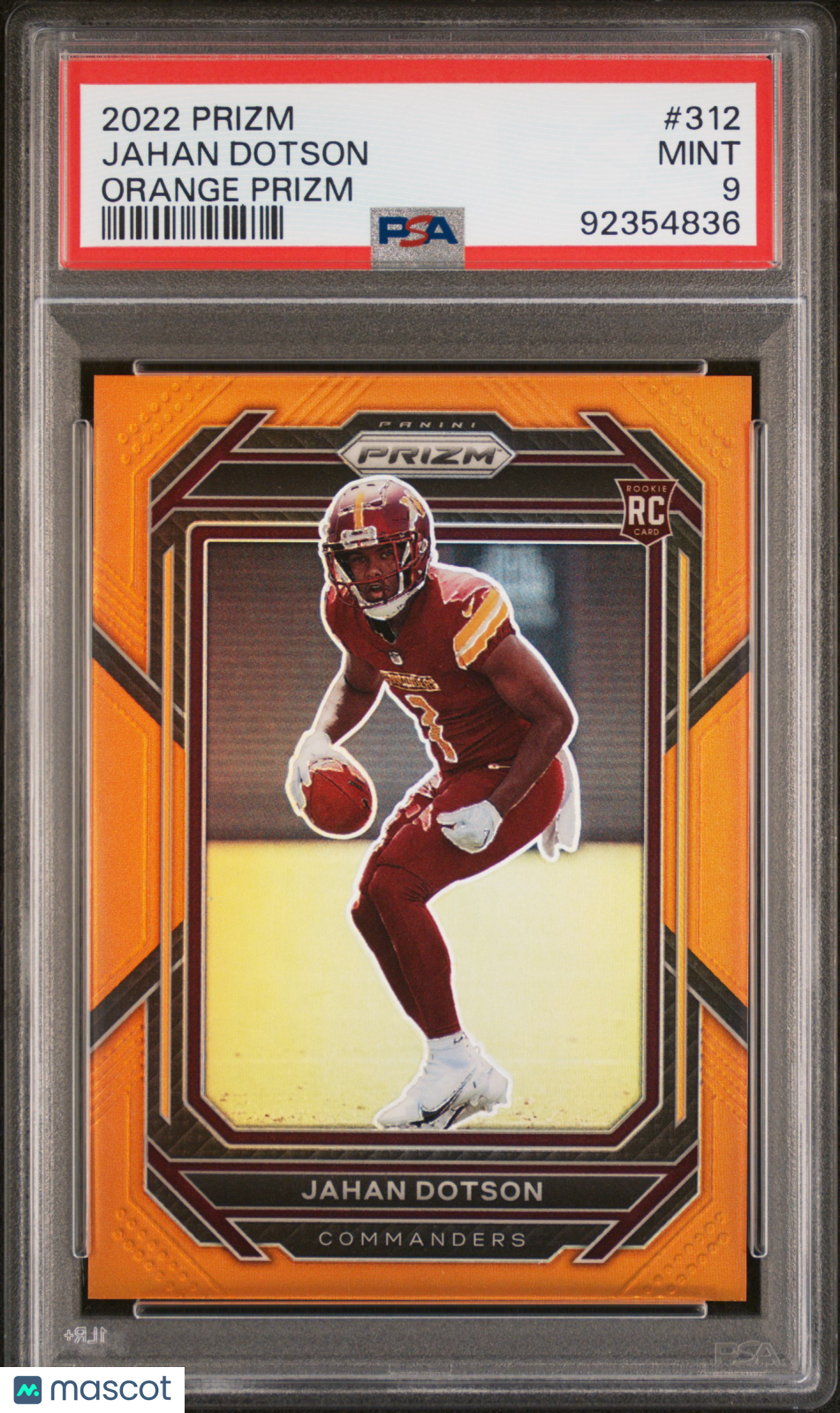 2022 Panini Prizm Jahan Dotson Orange Prizm PSA 9