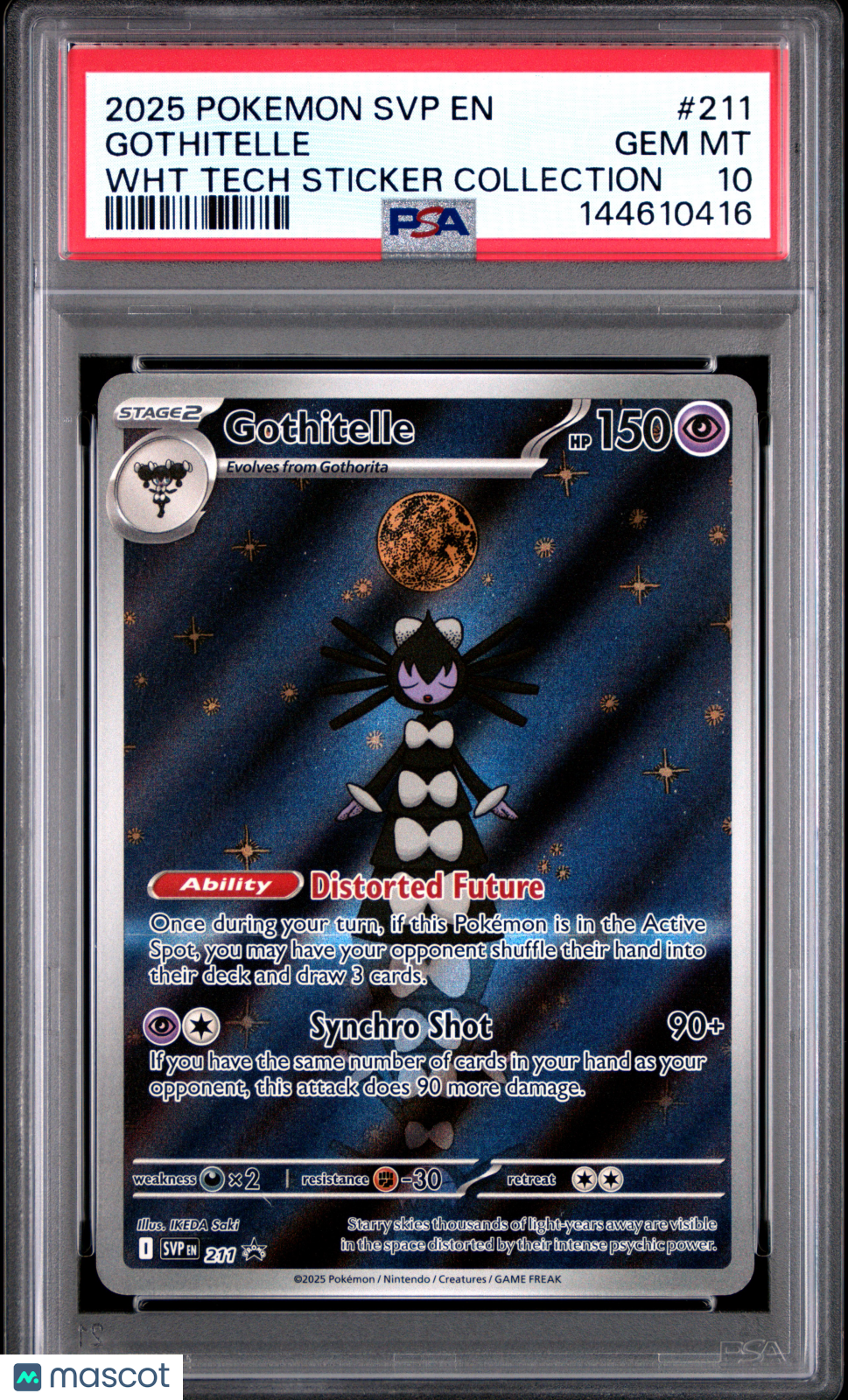 2025 Pokemon Black Star Promo Gothitelle Wht Tech Sticker Collection PSA 10