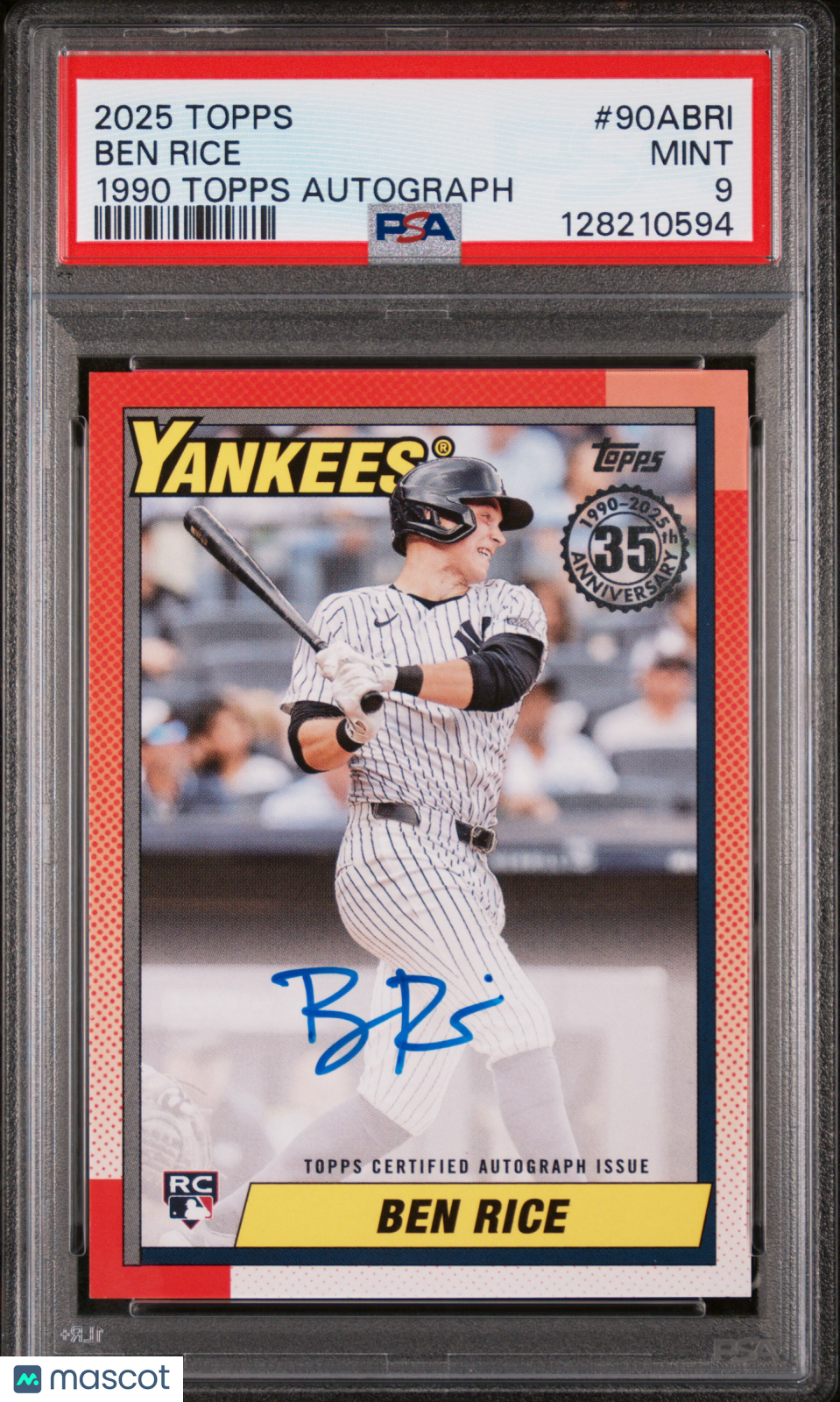 2025 Topps 1990 Topps Baseball Autographs Ben Rice PSA 9