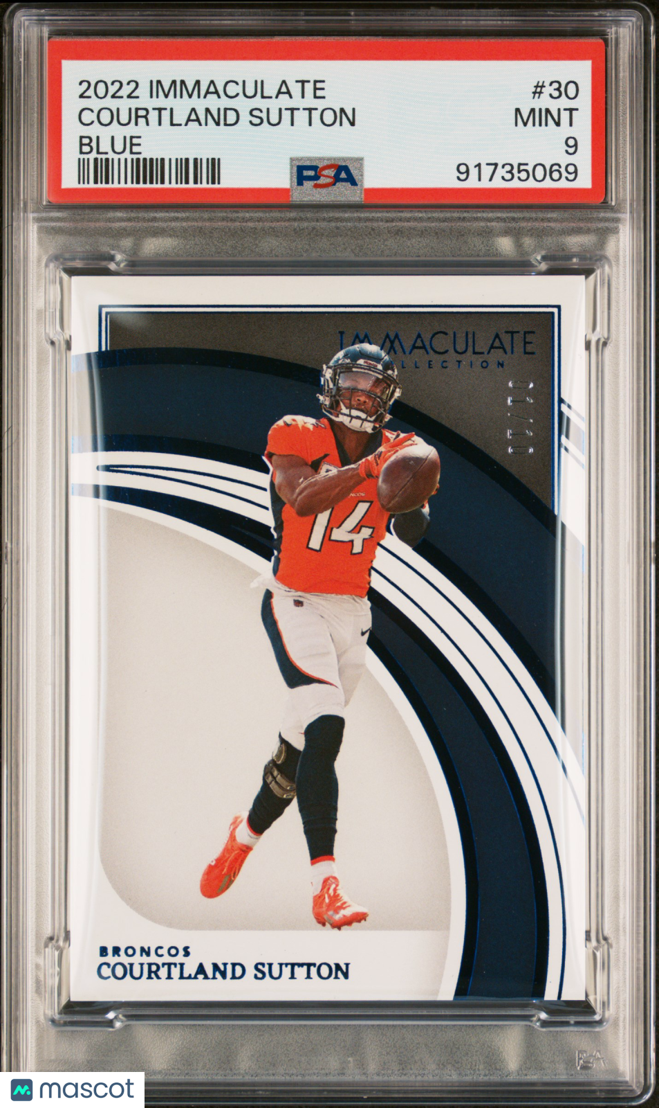 2022 Panini Immaculate Collection Courtland Sutton Blue PSA 9