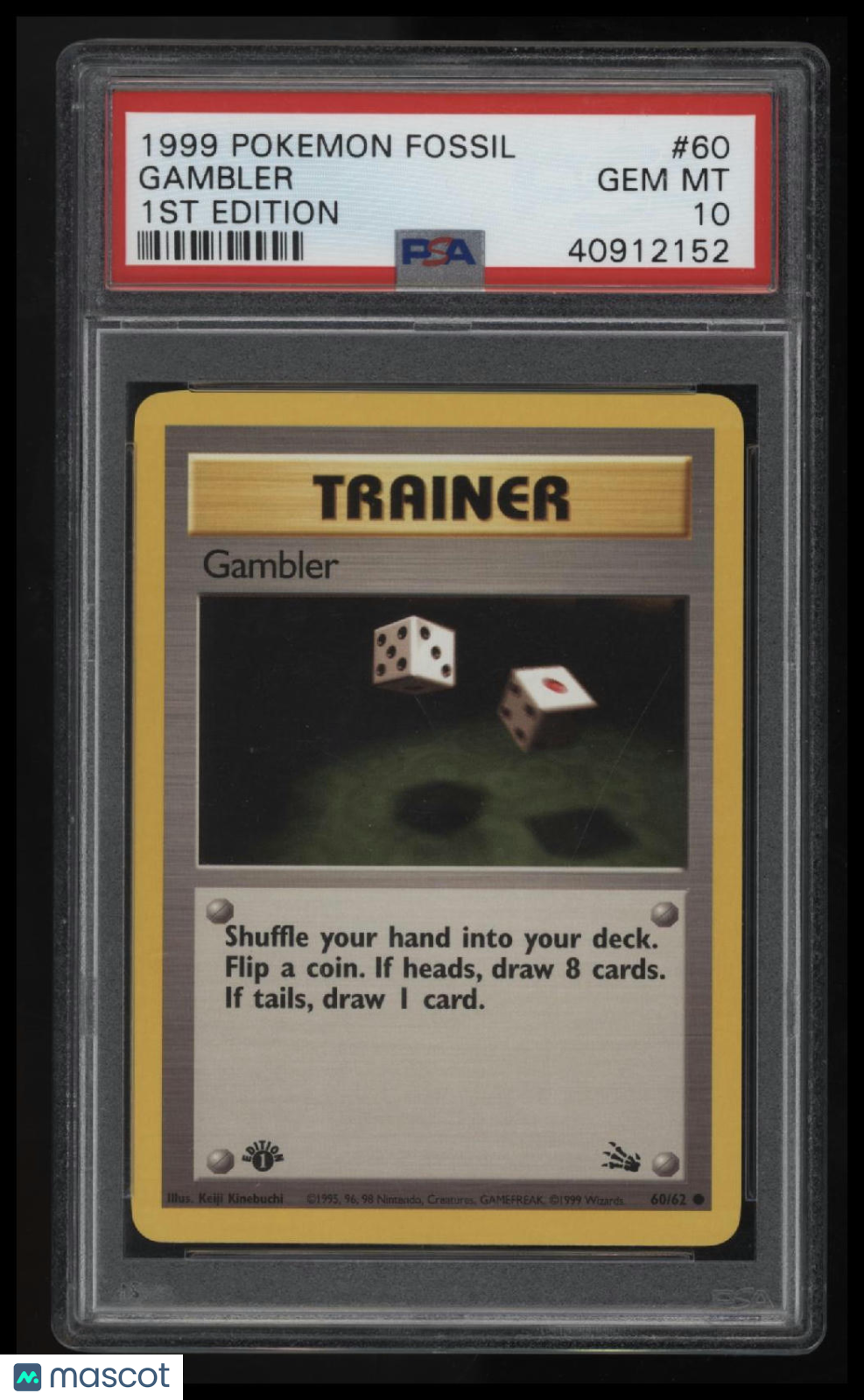 1999 Pokemon Fossil Gambler 1st Edition PSA 10