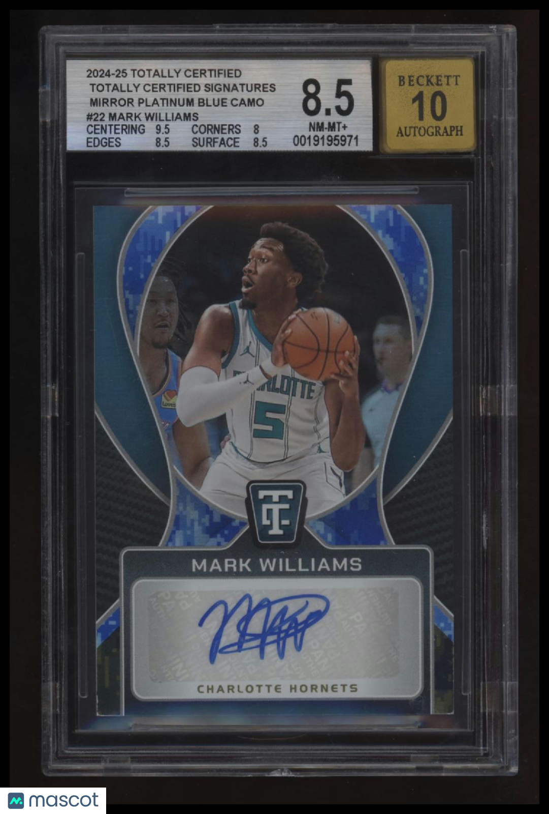 2024-25 Totally Certified Signatures Platinum Blue Camo Mark Williams BGS 8.5