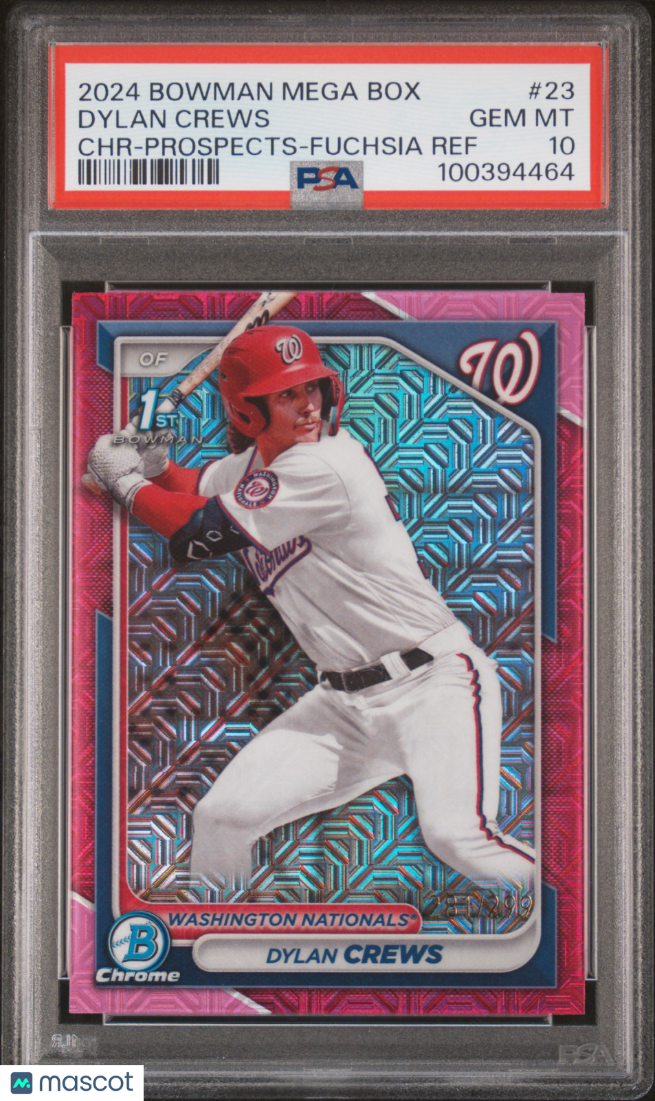 2024 Bowman Mega Box Chrome Prospects Dylan Crews Fuchsia PSA 10