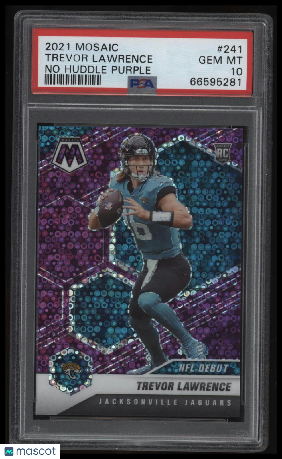 2021 Panini Mosaic #241 Trevor Lawrence No Huddle Purple PSA 10