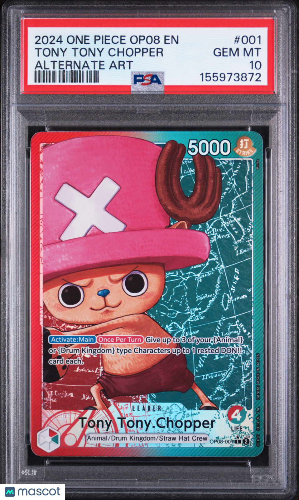 2024 One Piece Op08-Two Legends Tony Tony Chopper Alternate Art PSA 10
