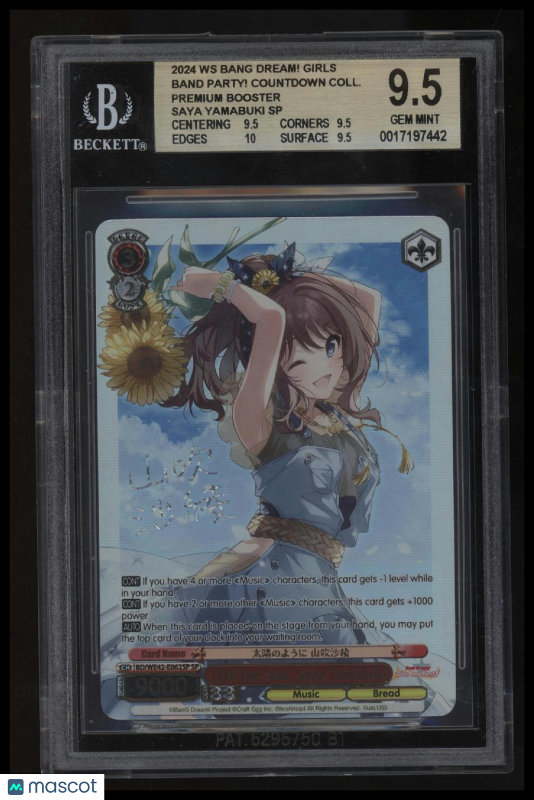 2024 Weiss Schwarz BanG Dream! Girls Like the Sun, Saya Yamabuki SP BGS 9.5