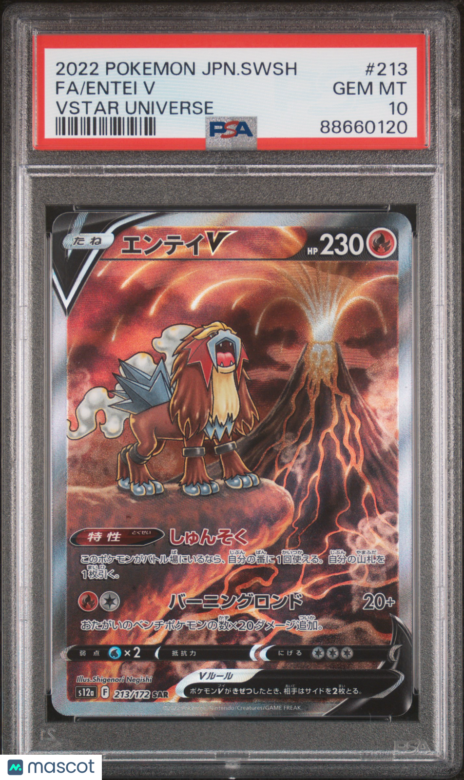 2022 Pokemon Japanese Sword & Shield Vstar Universe Fa/Entei V PSA 10