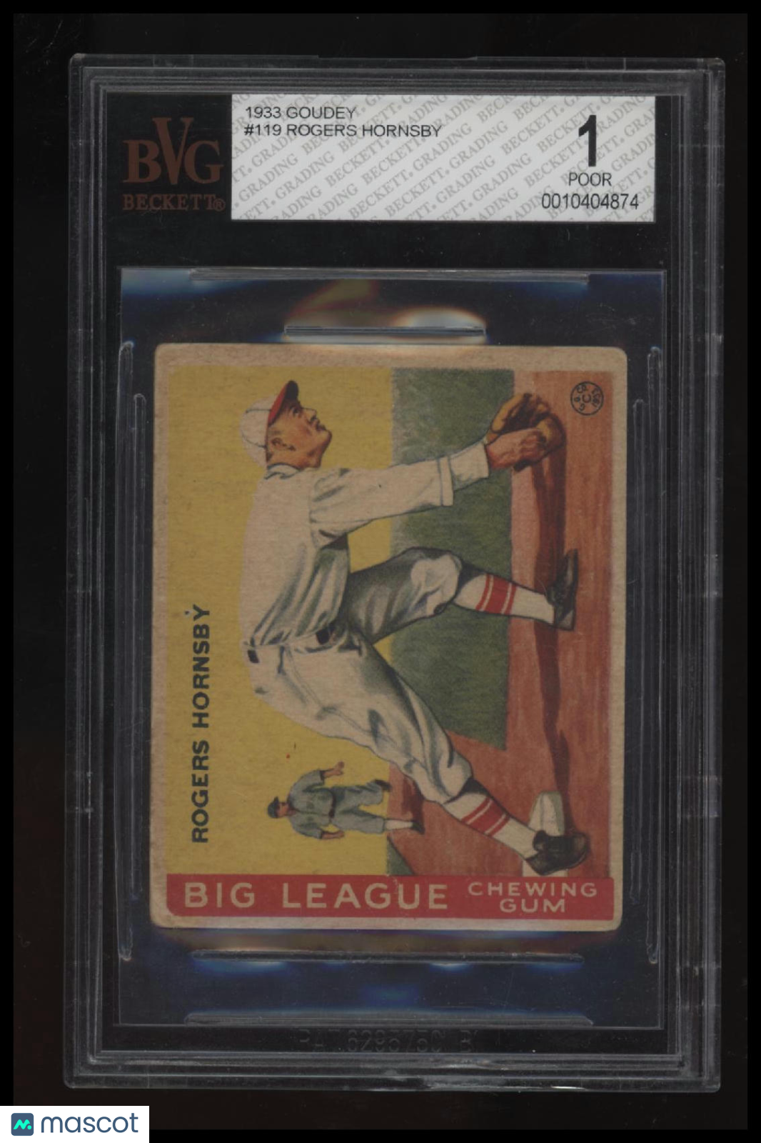 1933 Goudey Rogers Hornsby Field RC BCCG 1.0