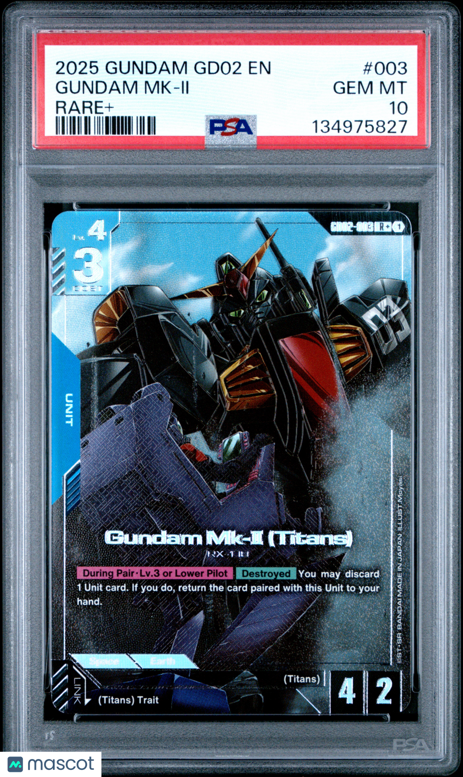 2025 Gundam Dual Impact Gundam Mk-Ii (Titans) Rare+ PSA 10