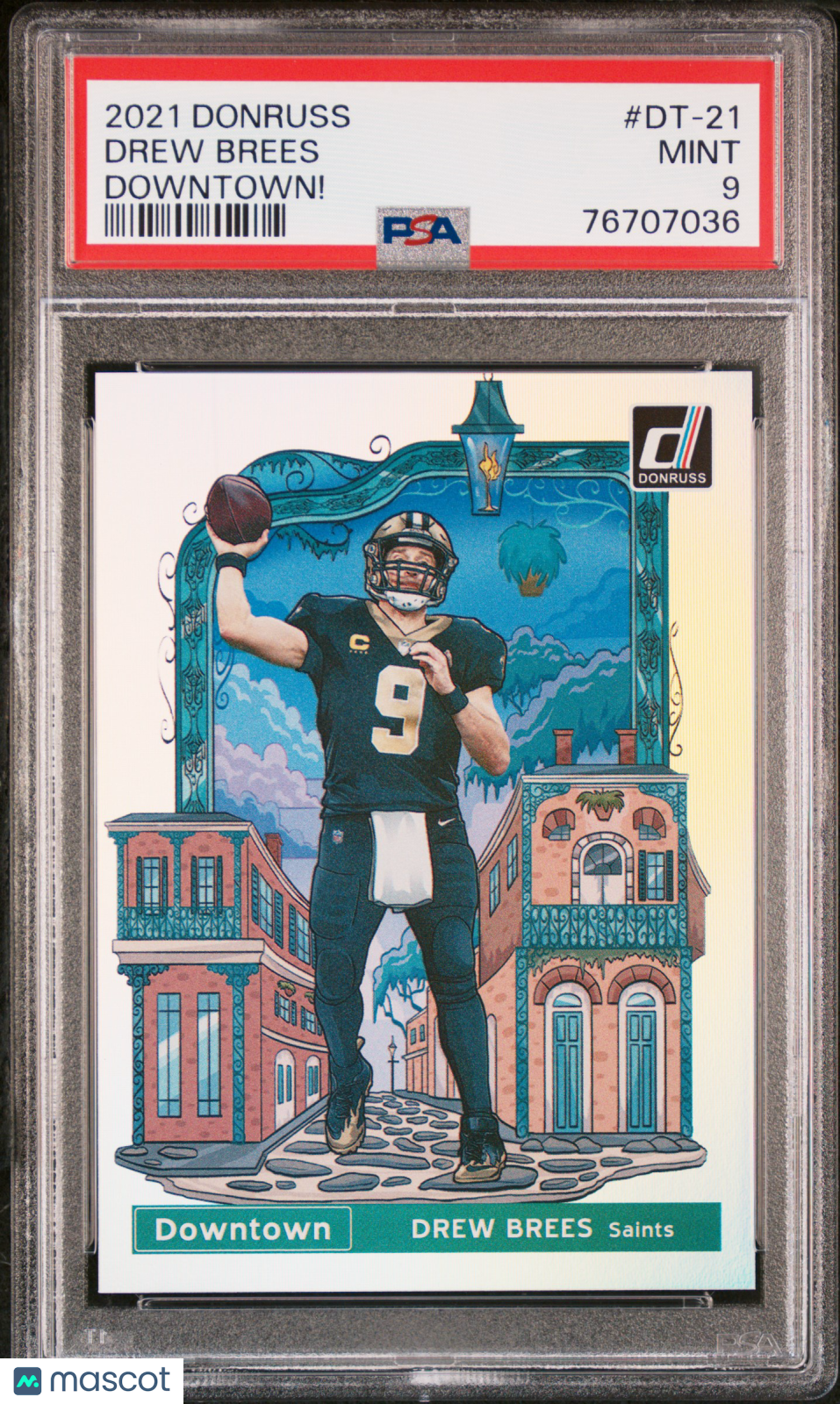 2021 Panini Donruss Downtown Drew Brees Downtown! PSA 9