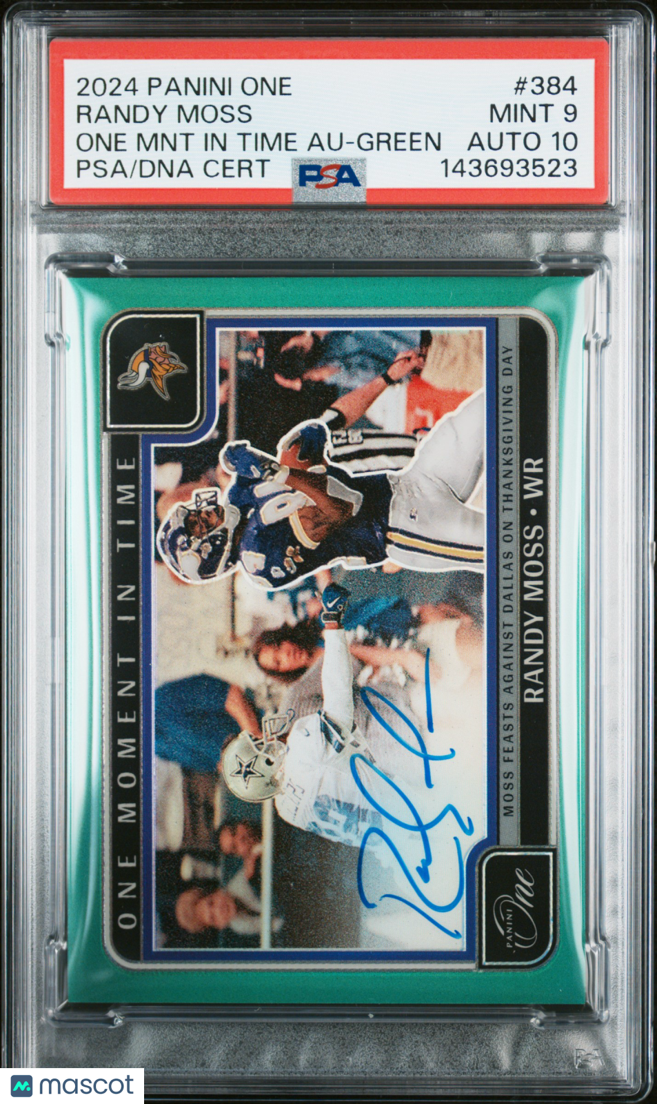 2024 Panini One Randy Moss One Mnt In Time Au-Green PSA 9