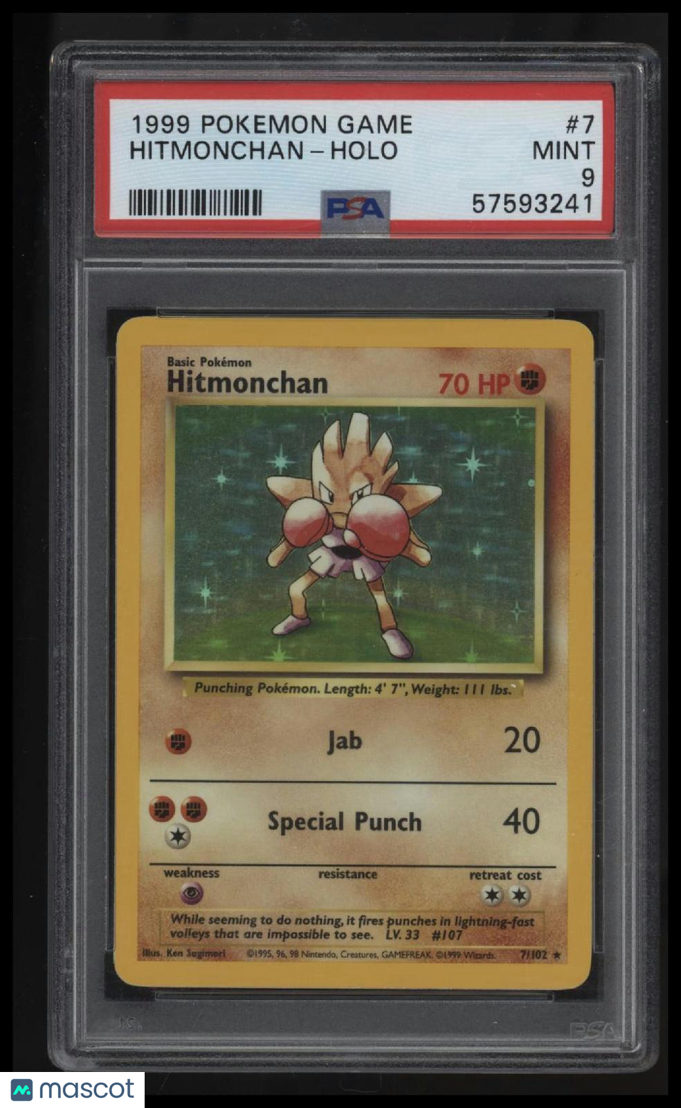 1999 Pokemon Game Hitmonchan-Holo PSA 9
