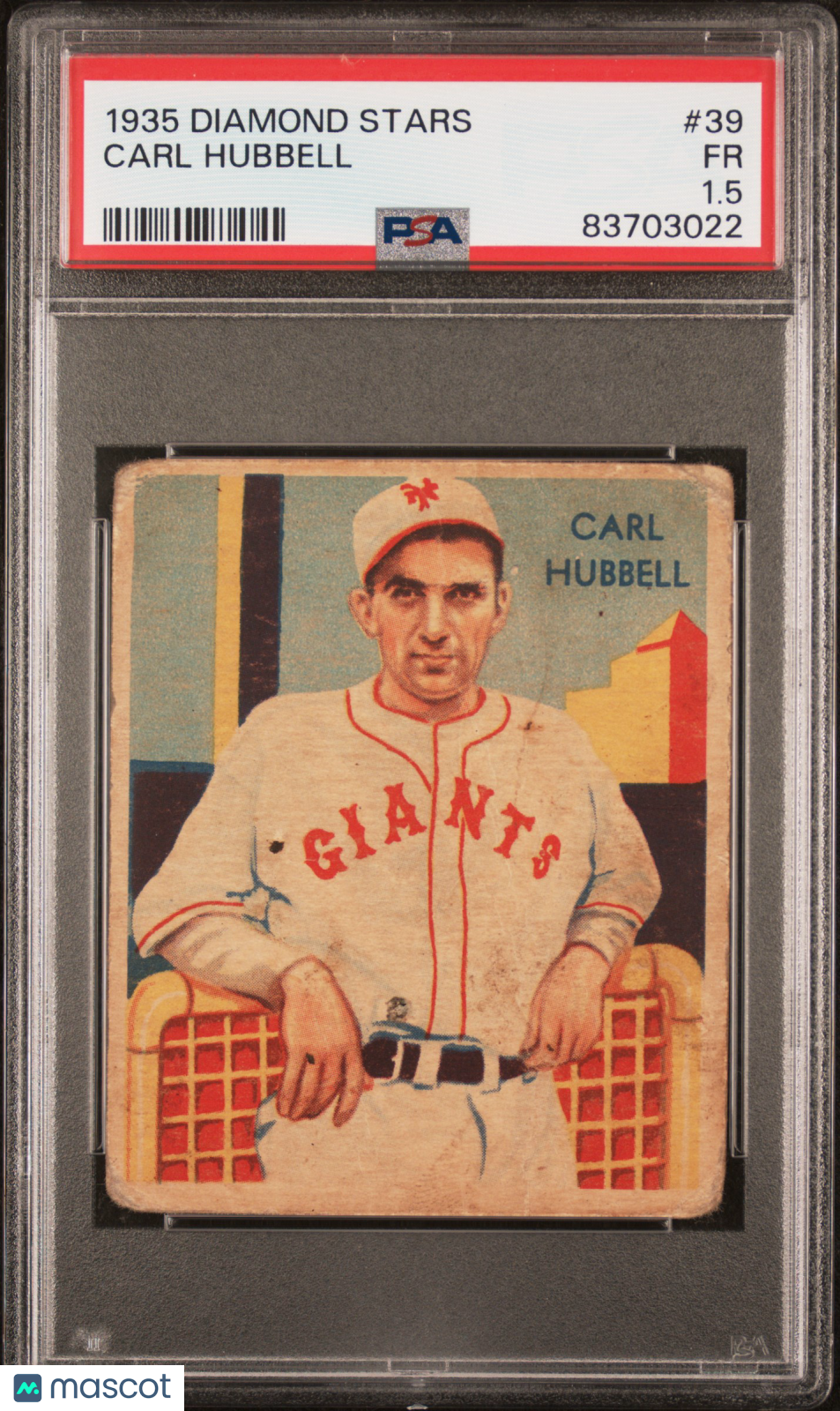 1935 Diamond Stars #39 Carl Hubbell PSA 1.5