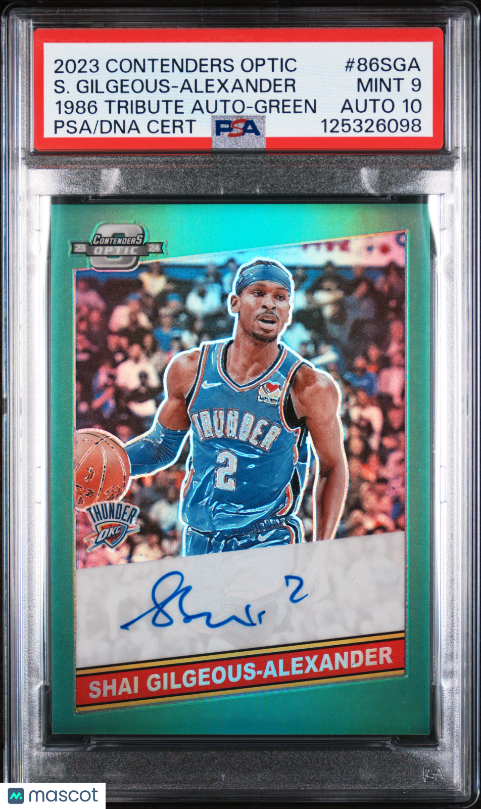 2023 Panini Contender Optic Shai Gilgeous-Alexander '86 Tribute Auto-Green PSA 9