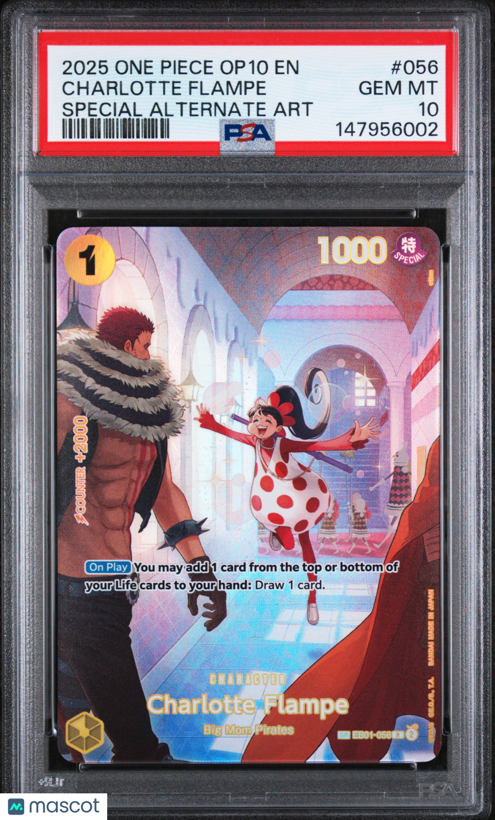 2025 One Piece Op10-Royal Blood Charlotte Flampe Special Alternate Art PSA 10