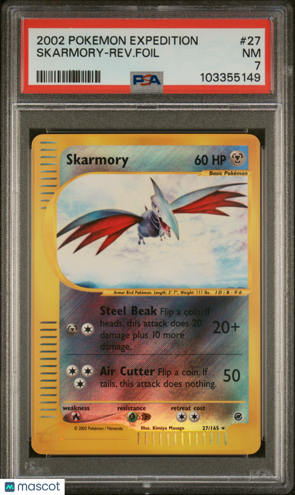 2002 Pokemon Expedition Skarmory-Rev.Foil PSA 7