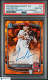2025 Bowman Draft Sapphire Chrome Prospect Auto Liam Doyle Orange PSA 10