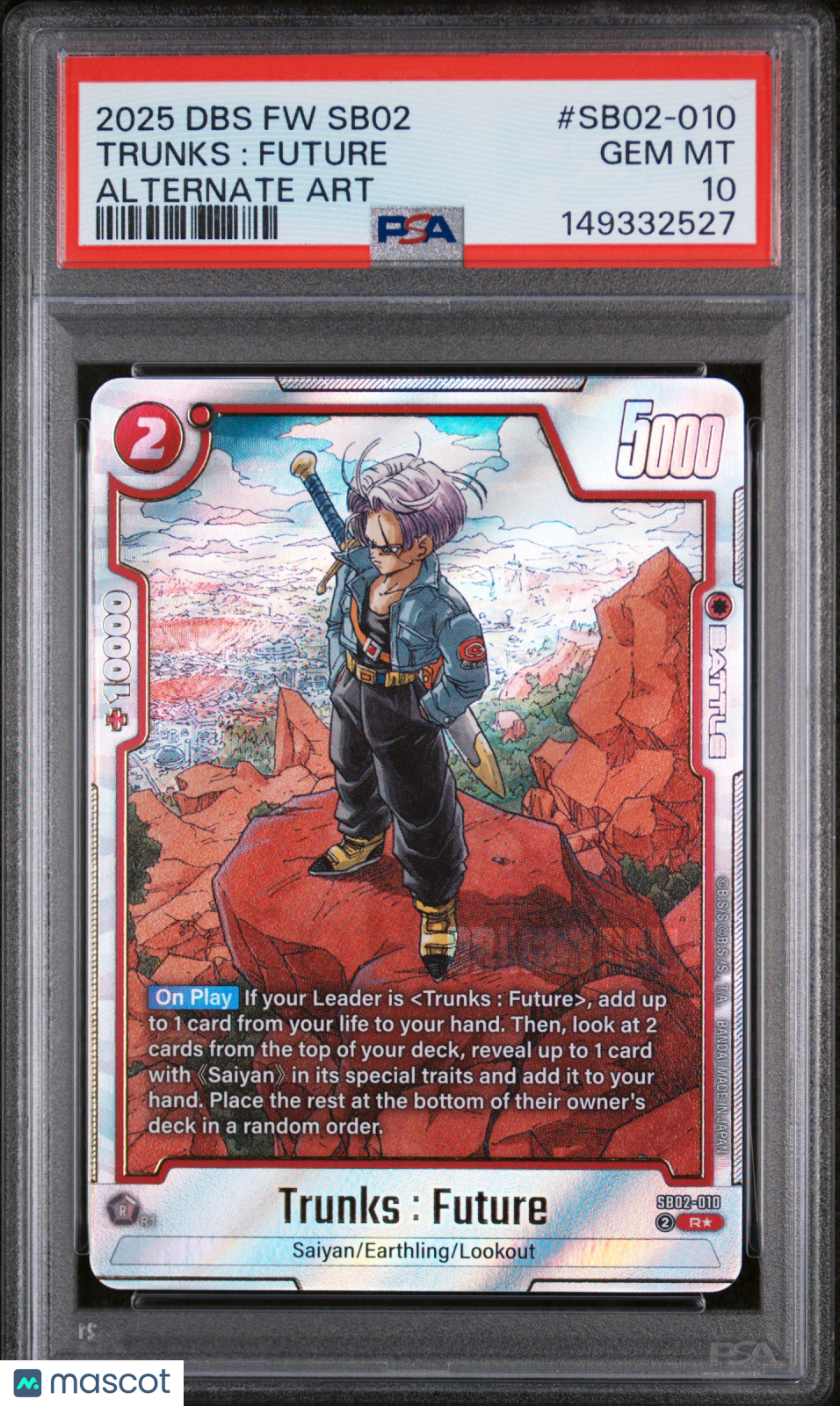 2025 DBS Fusion World Manga Booster 02 Trunks : Future Alternate Art PSA 10