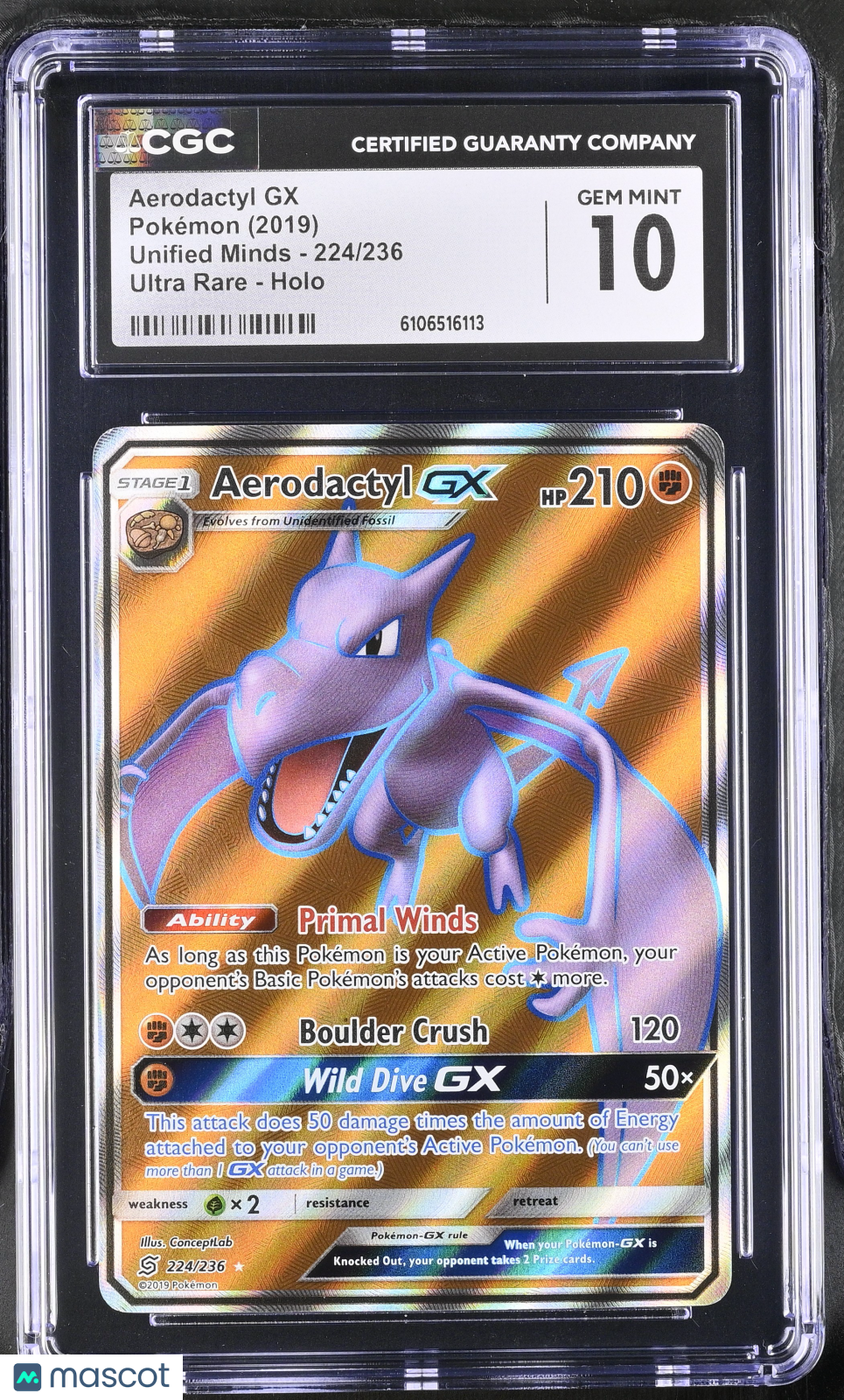 2019 Unified Minds Aerodactyl GX CGC 10