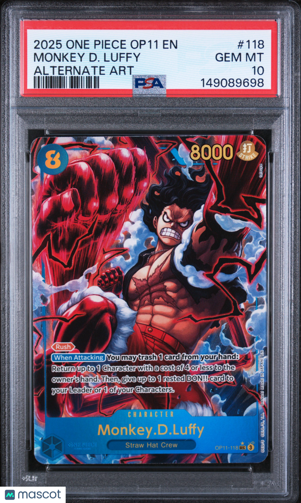 2025 One Piece Op11-A Fist Of Divine Speed Monkey D. Luffy Alternate Art PSA 10