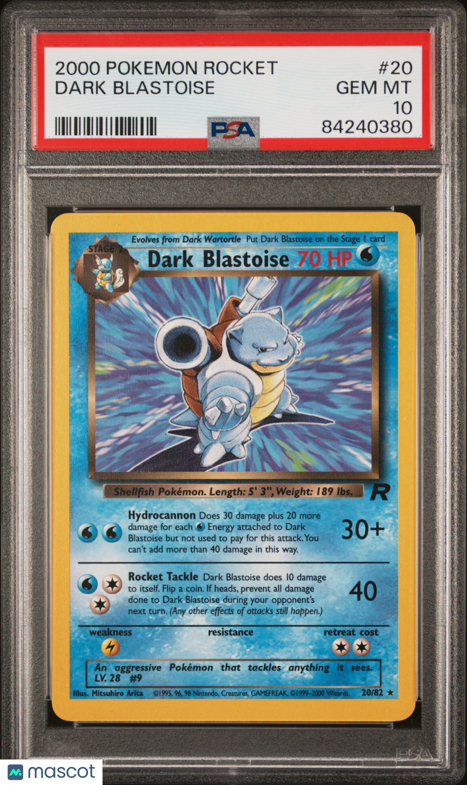 2000 Pokemon Rocket Dark Blastoise PSA 10