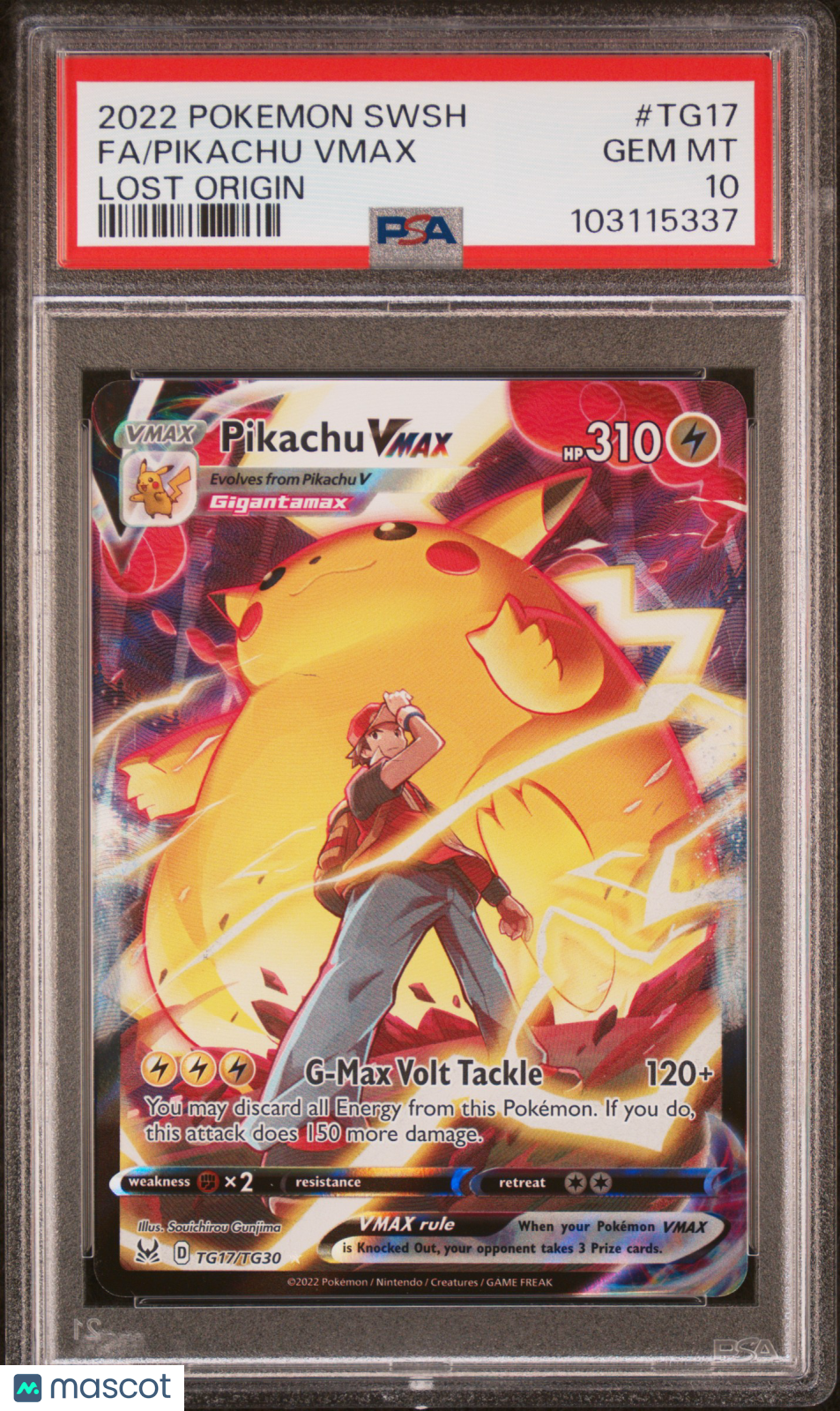 2022 Pokemon Sword & Shield Lost Origin Fa/Pikachu Vmax Lost Origin PSA 10