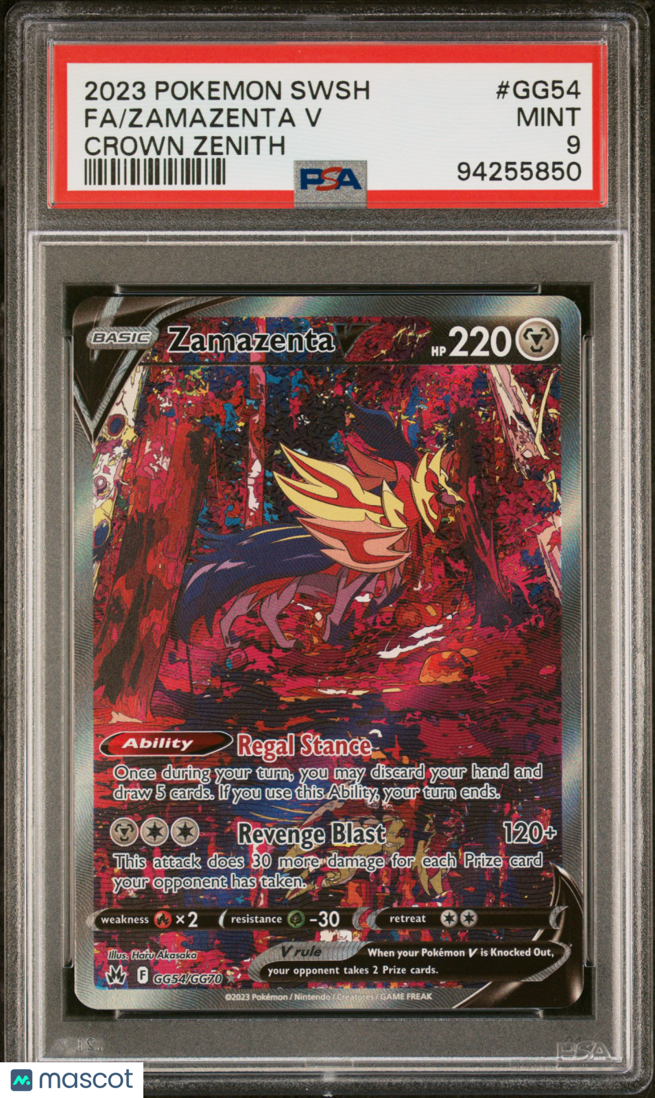 2023 Pokemon Sword And Shield Crown Zenith Fa/Zamazenta V Crown Zenith PSA 9