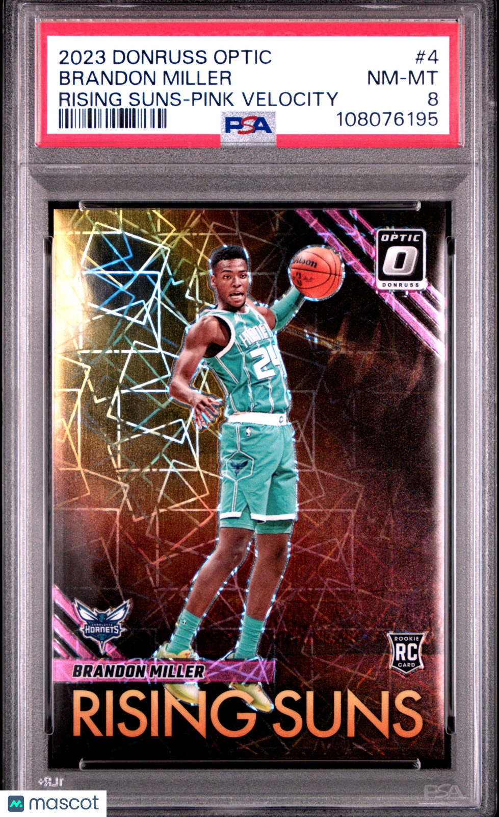 2023 Panini Donruss Optic Rising Suns Brandon Miller Pink Velocity PSA 8