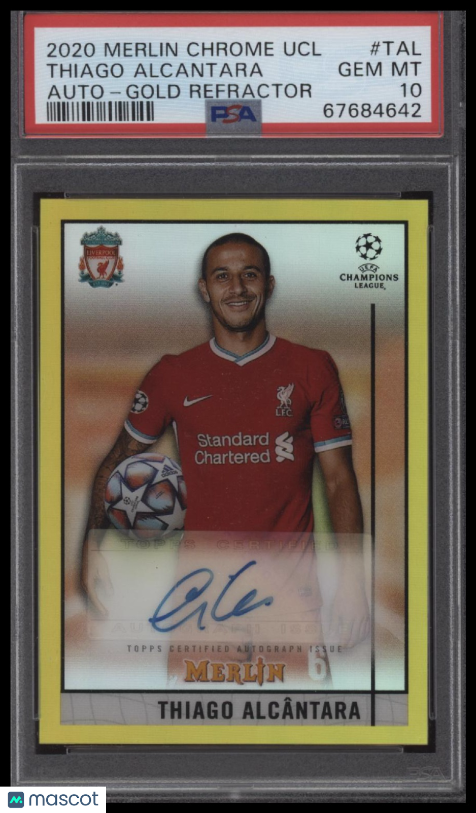 2020 Topps Merlin Chrome #TAL Thiago Alcantara Auto-Gold PSA 10