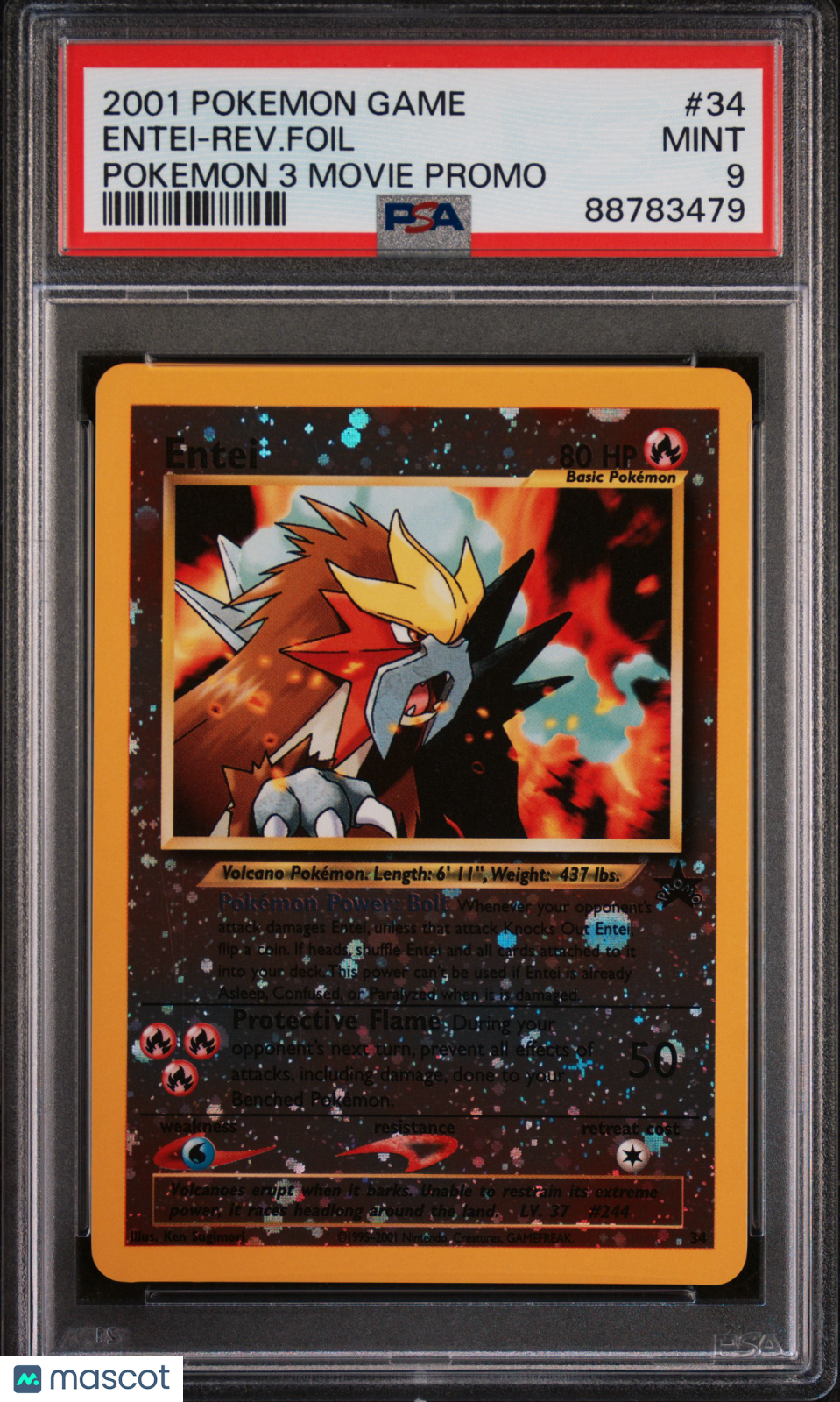 2001 Pokemon Game Movie Entei-Rev.Foil Pokemon 3 Movie Promo PSA 9 88783479