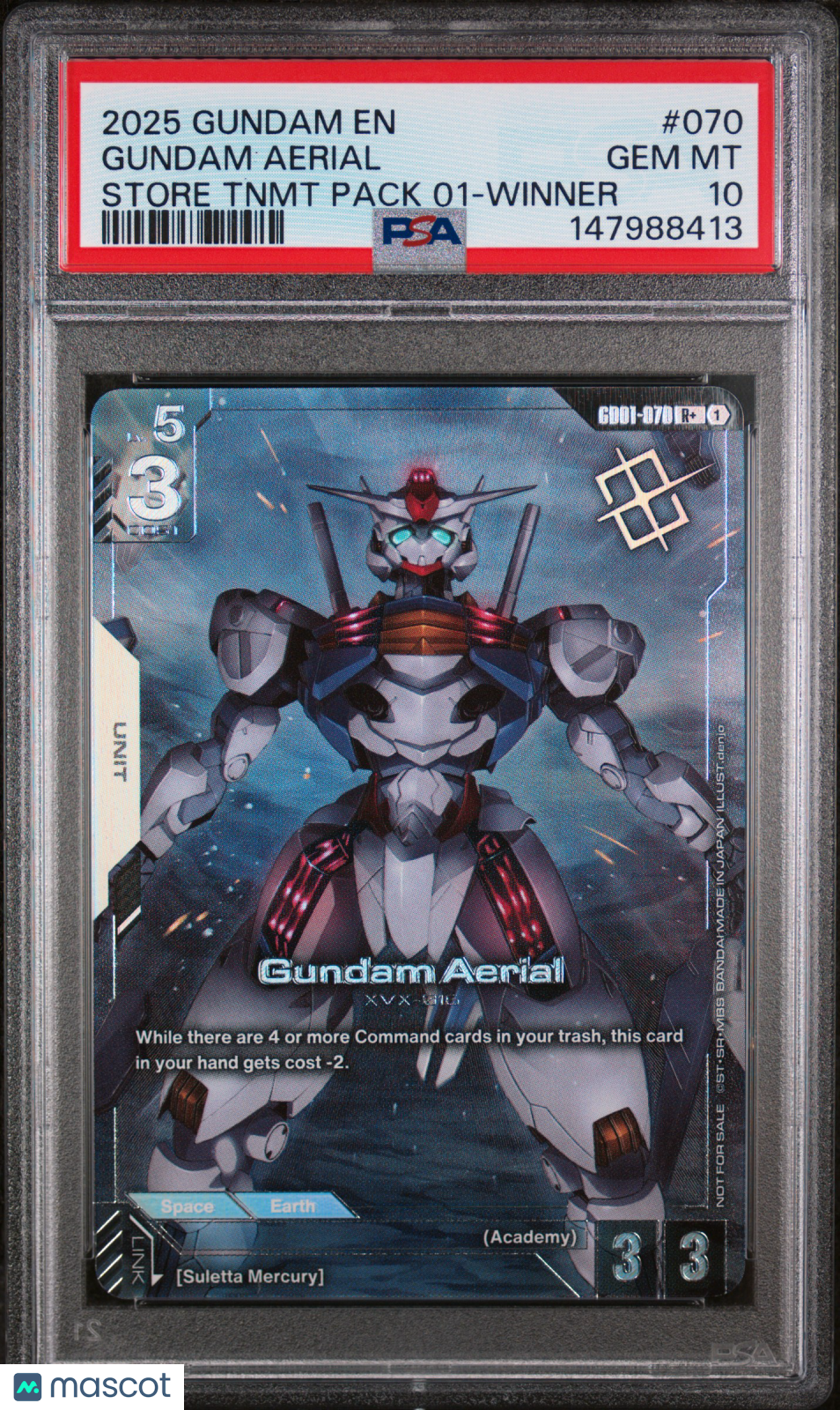 2025 Gundam Store Tournament Pack 01 Gundam Aerial Store Winner PSA 10