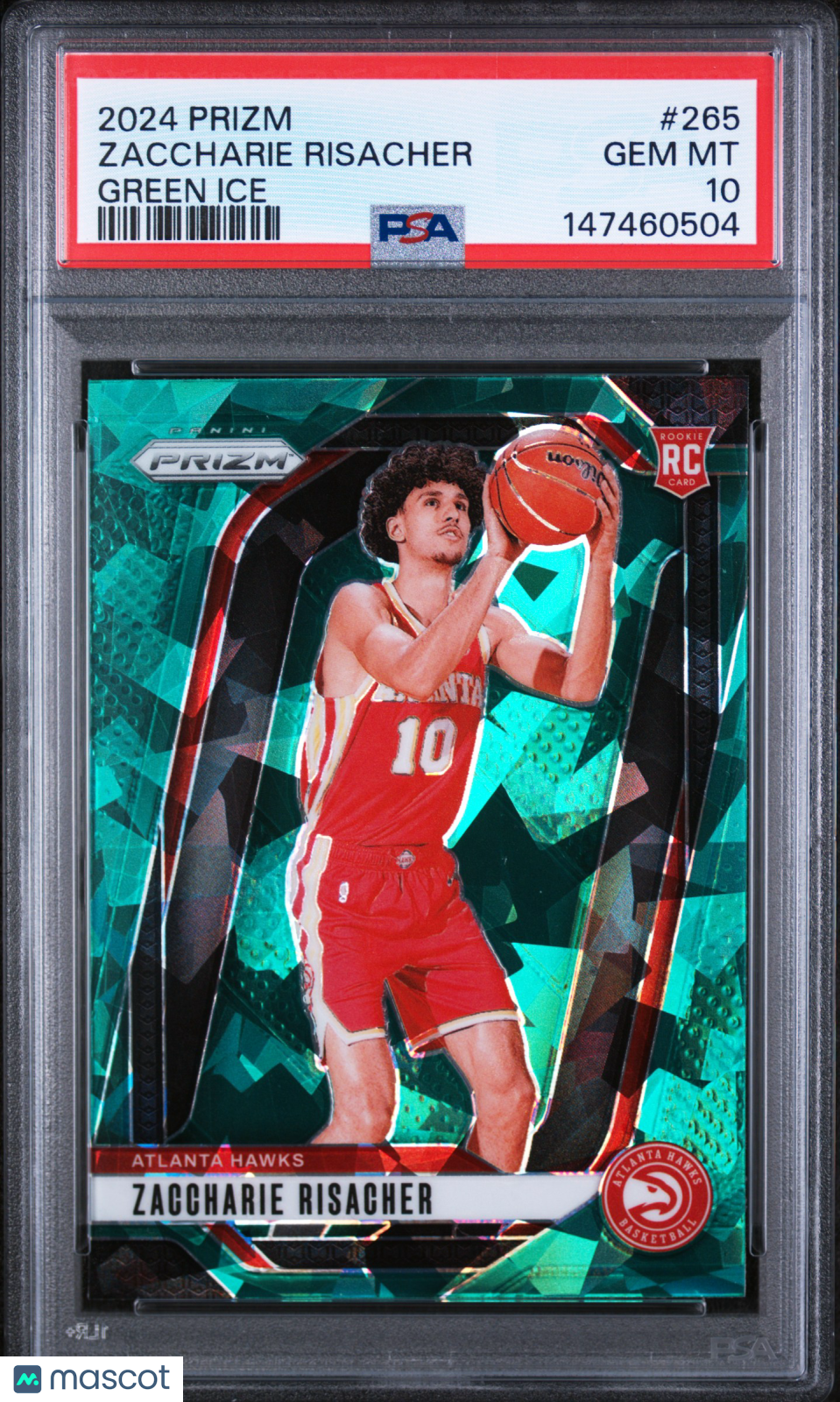 2024 Panini Prizm Zaccharie Risacher Green Ice PSA 10