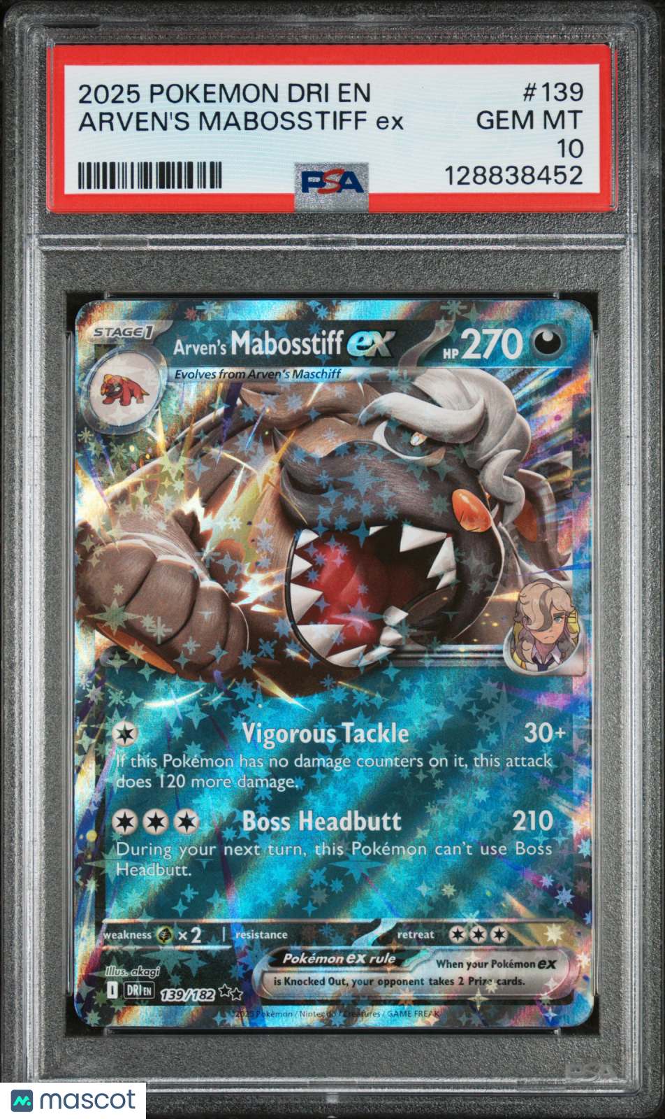 2025 Pokemon Dri En-Destined Rivals Arven'S Mabosstiff Ex PSA 10