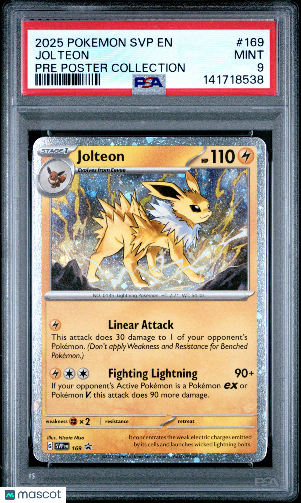 2025 Pokemon Svp En-Sv Black Star Promo Jolteon Pre Poster Collection PSA 9