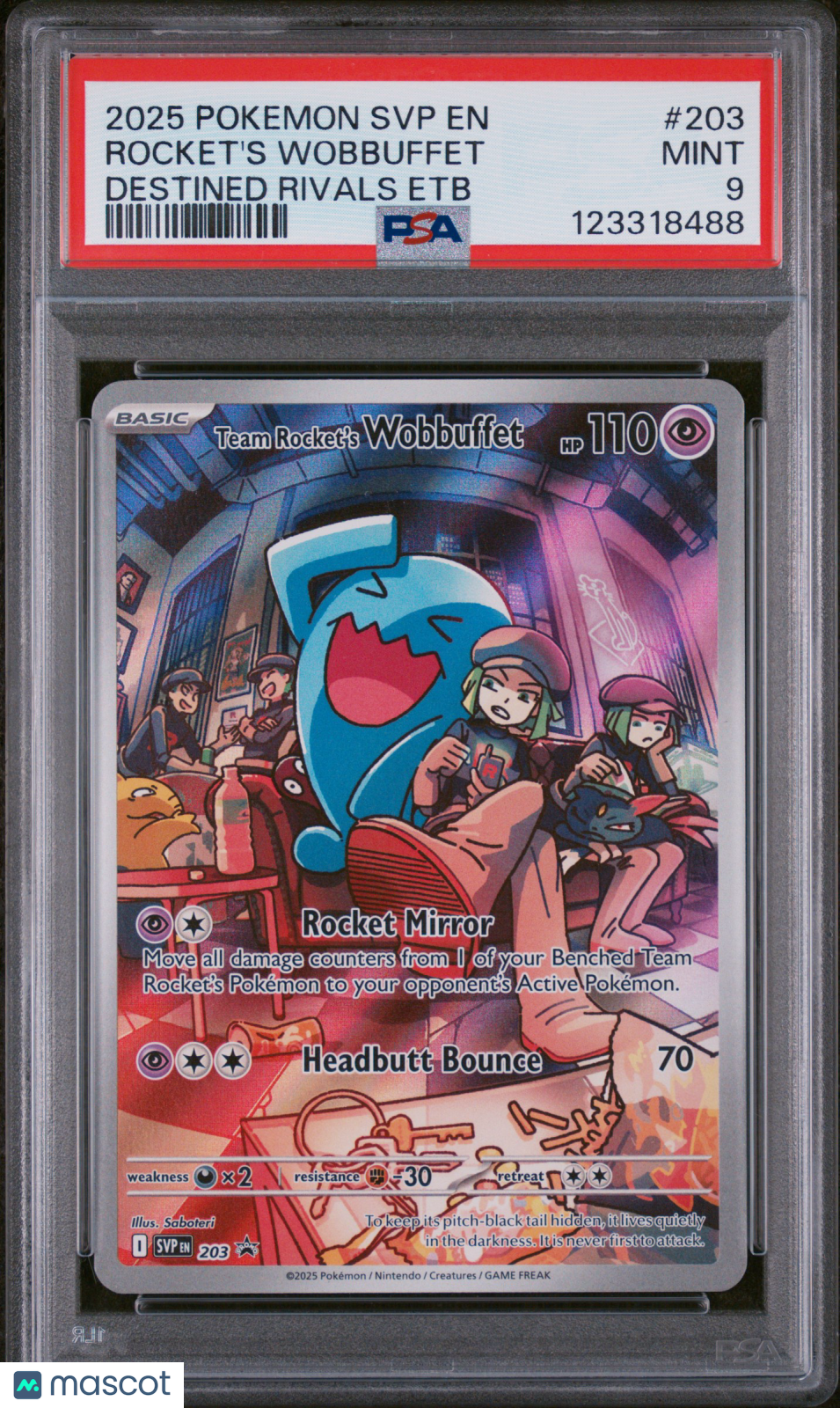 2025 Pokemon Svp En-Sv Promo Rocket'S Wobbuffet Destined Rivals Etb PSA 9