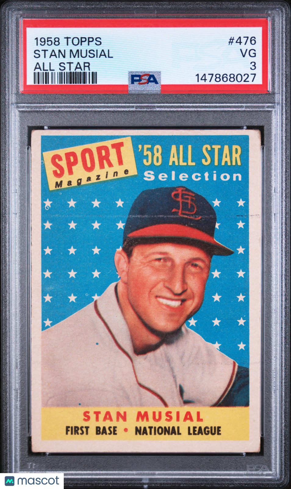 1958 Topps Stan Musial All Star PSA 3