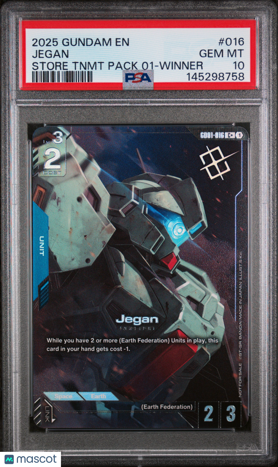 2025 Gundam Store Tournament Pack 01 Jegan Store Tnmt Pack 01-Winner PSA 10