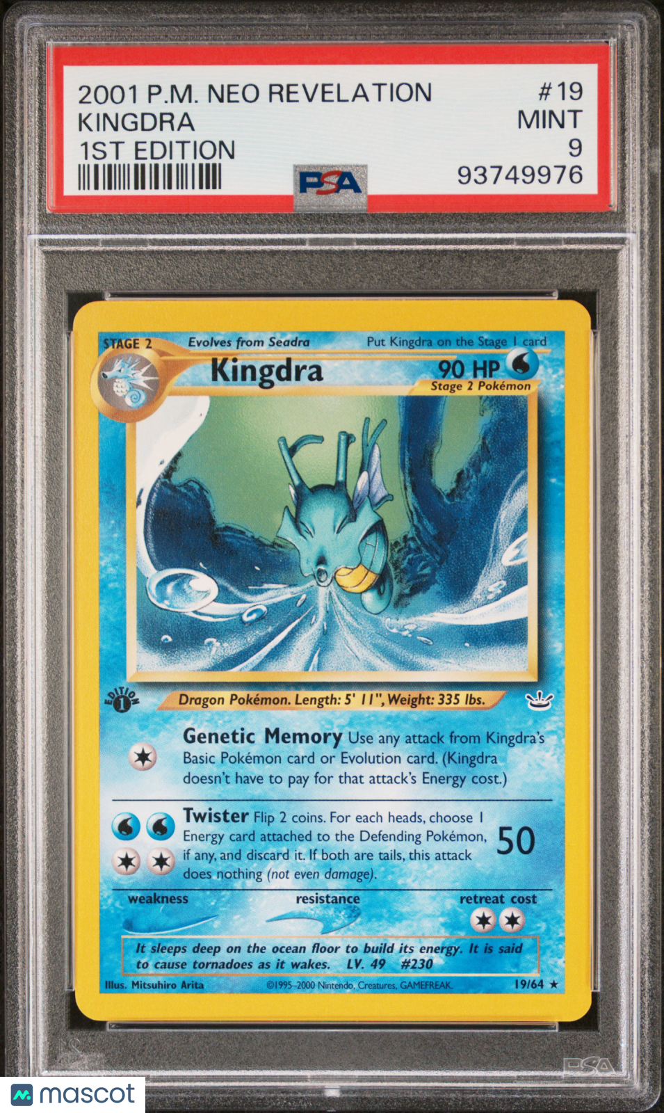 2001 Pokemon Neo Revelation 1st Edition Kingdra 1st Edition PSA 9