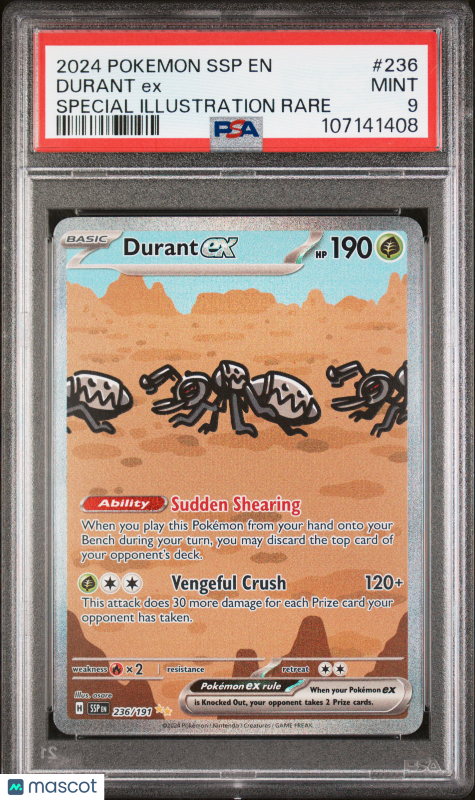 2024 Pokemon Ssp En-Surging Sparks Durant Ex Special Illustration Rare PSA 9