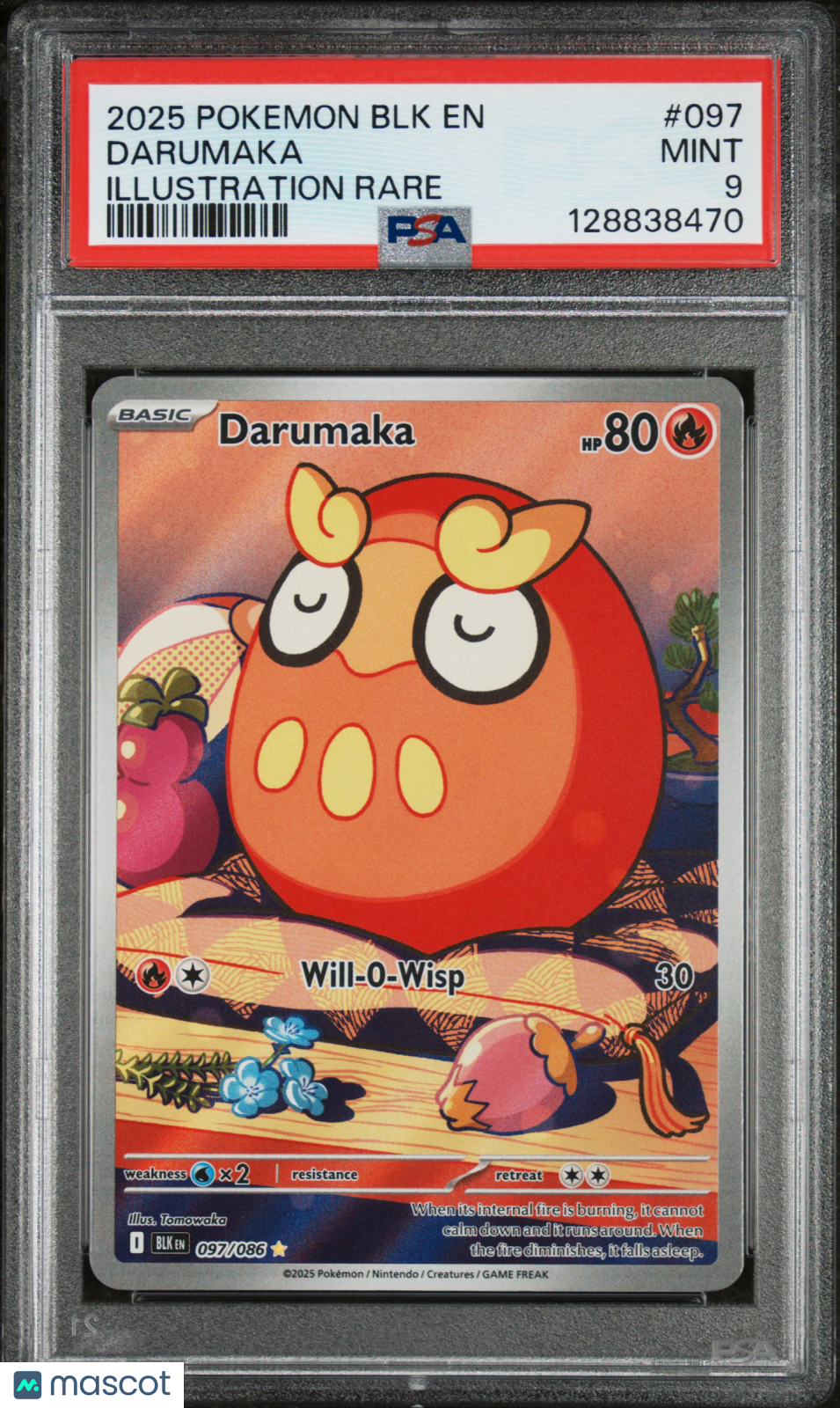 2025 Pokemon Blk En-Black Bolt Darumaka Illustration Rare PSA 9