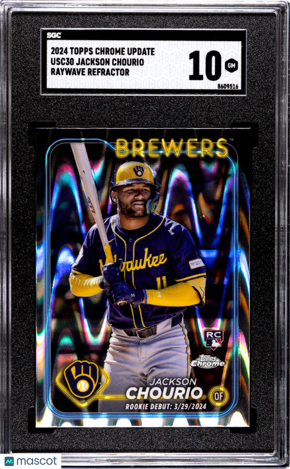 2024 Topps Chrome Update Jackson Chourio Raywave Ref. SGC 10
