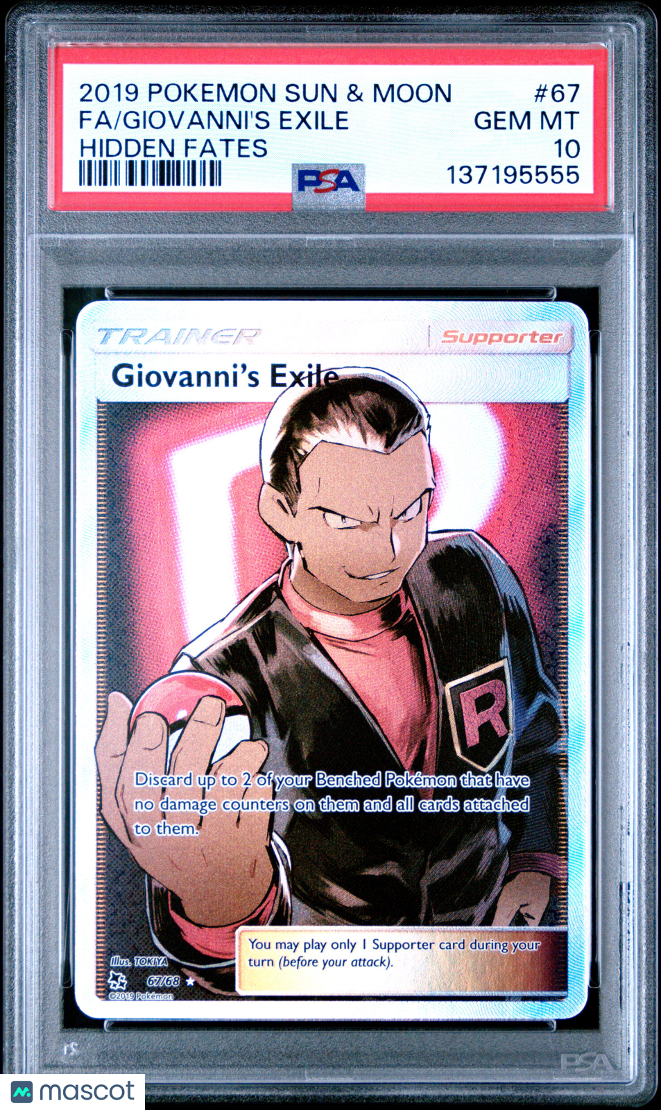 2019 Pokemon Sun & Moon Hidden Fates Fa/Giovanni'S Exile Hidden Fates PSA 10