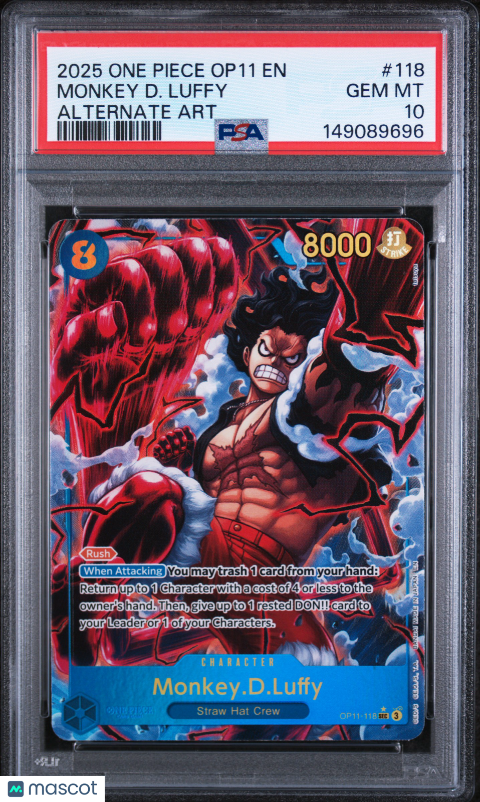2025 One Piece Op11-A Fist Of Divine Speed Monkey D. Luffy Alternate Art PSA 10